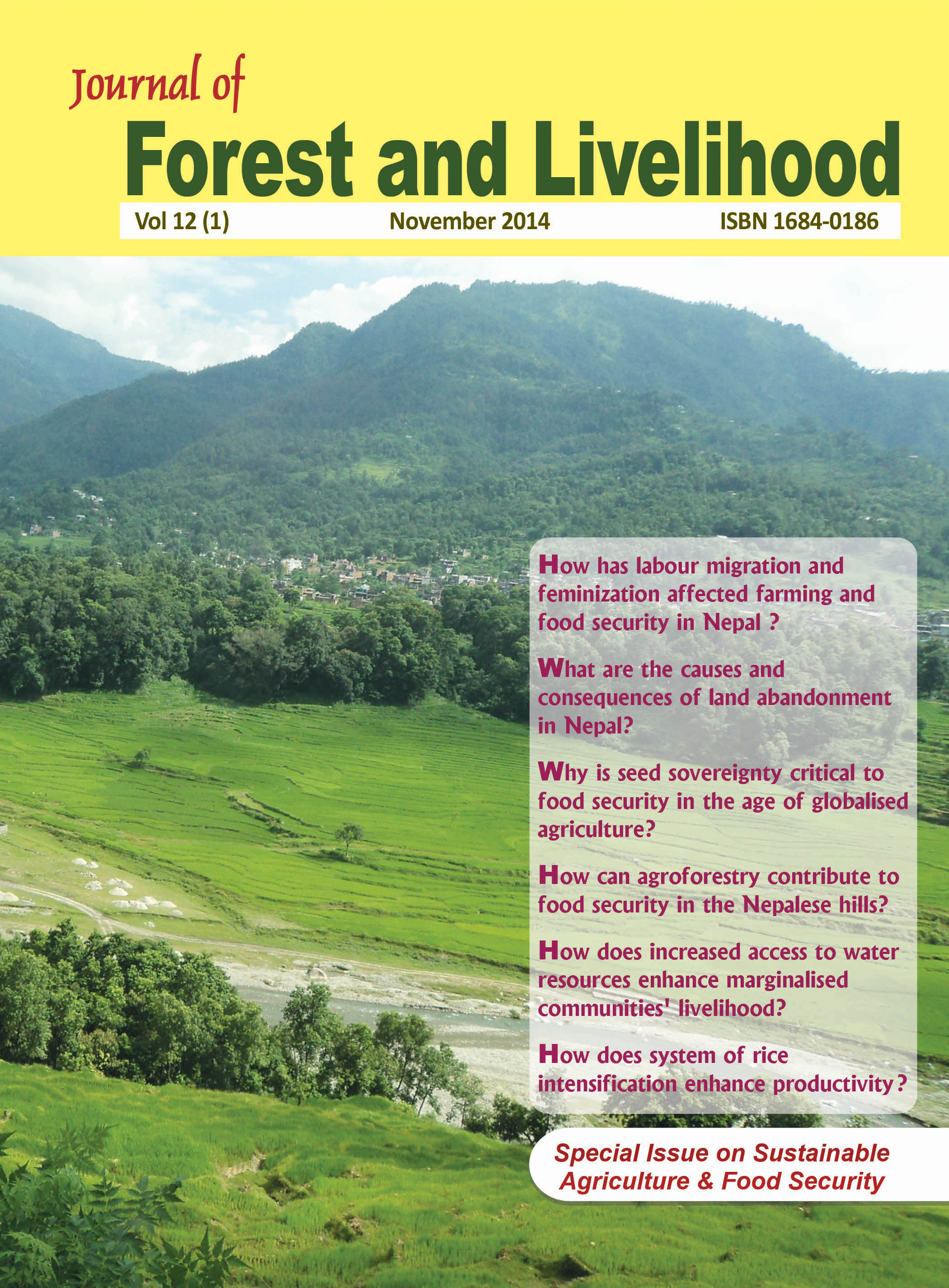 					View Vol. 12 No. 1 (2014): Special Issue on Sustainable Agriculture & Food Security
				